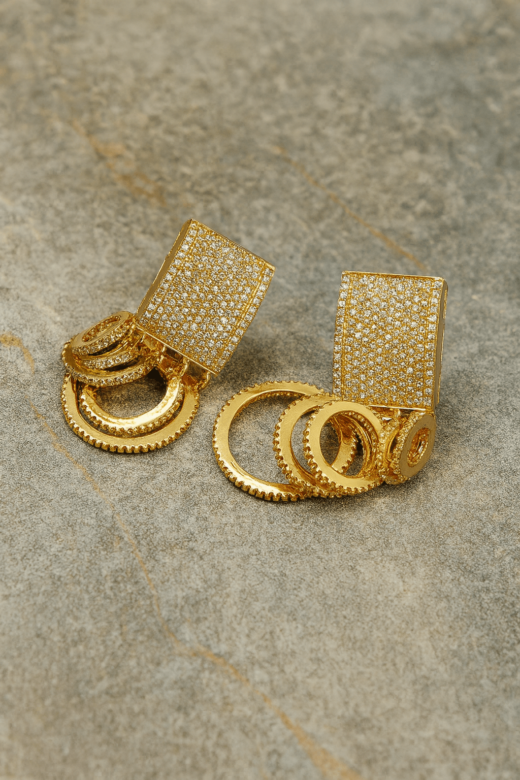 Gold - Plated Hoop Cluster Earrings - Maxiblink