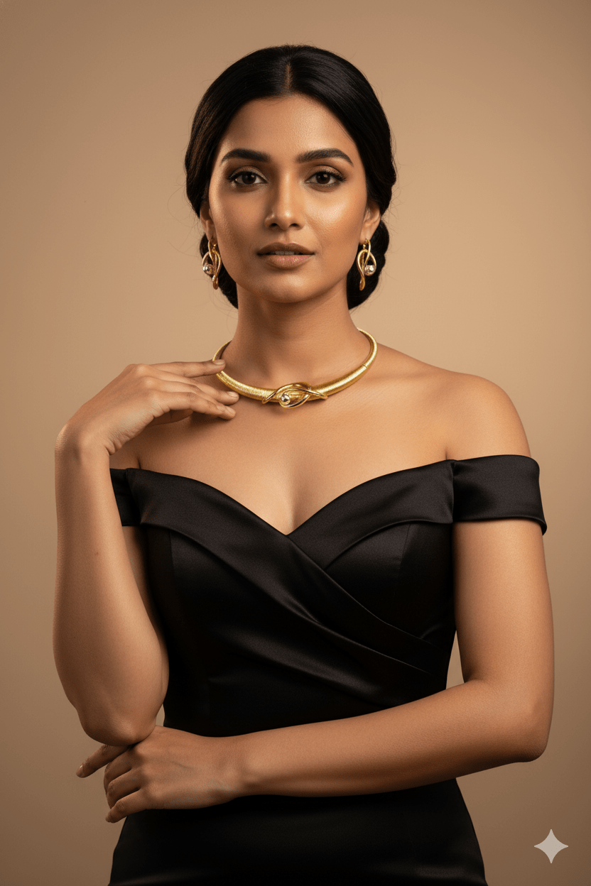 Gold Plated Minimal Knot Choker Set with Silver Bead Center | Anti‑Tarnish - Maxiblink