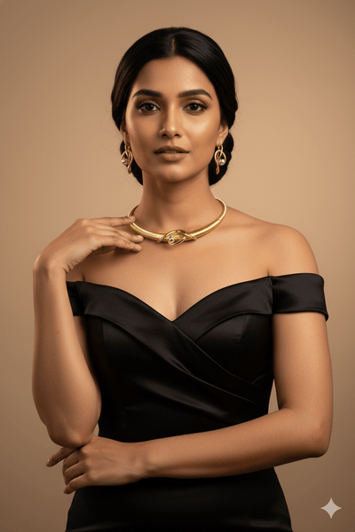 Gold Plated Minimal Knot Choker Set with Silver Bead Center | Anti‑Tarnish - Maxiblink