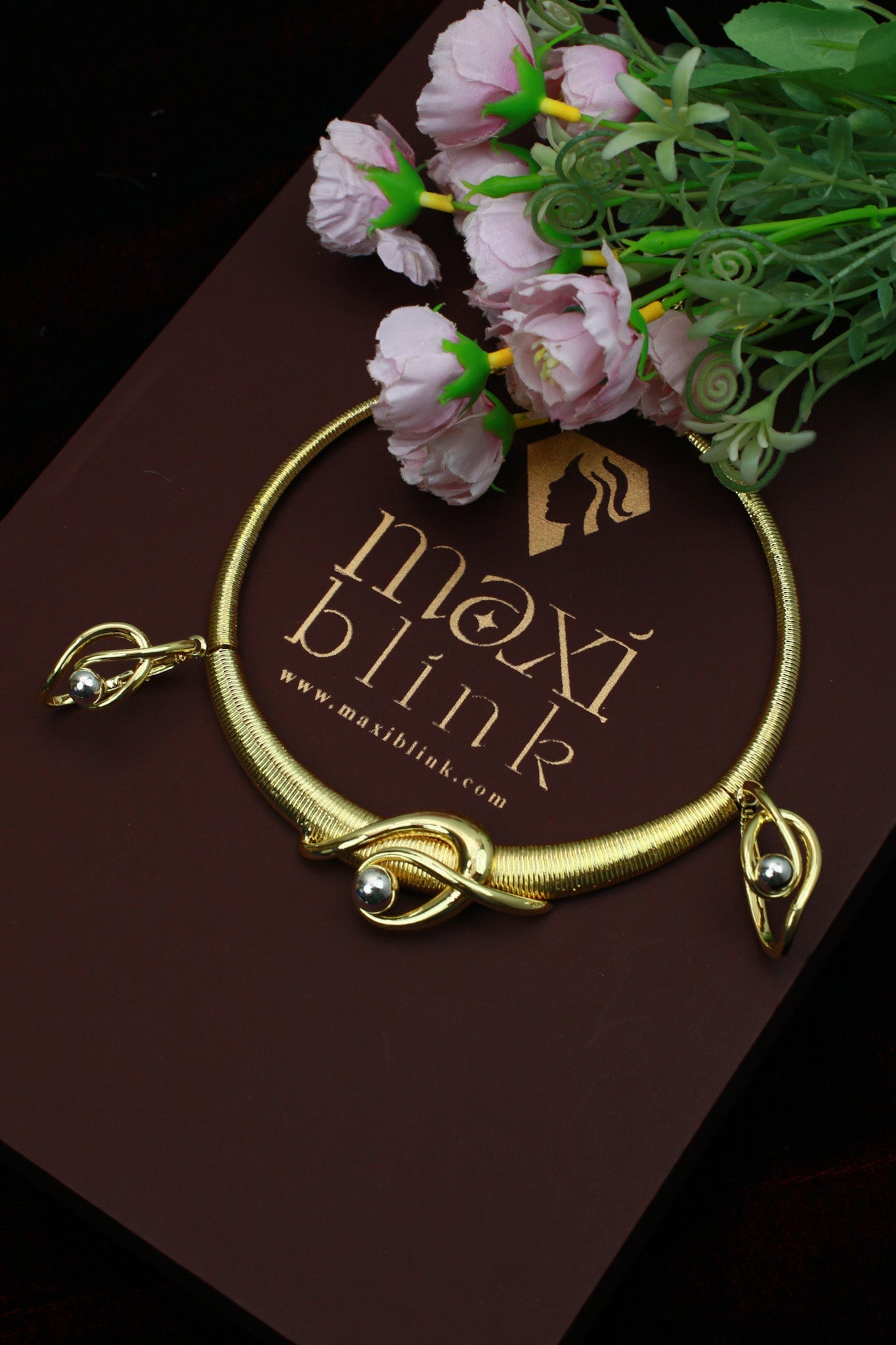 Gold Plated Minimal Knot Choker Set with Silver Bead Center | Anti‑Tarnish - Maxiblink