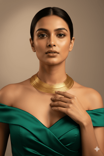 Gold Plated Multi‑Wire Hansli Collar Necklace | Minimal Layered Wires | Anti‑Tarnish - Maxiblink