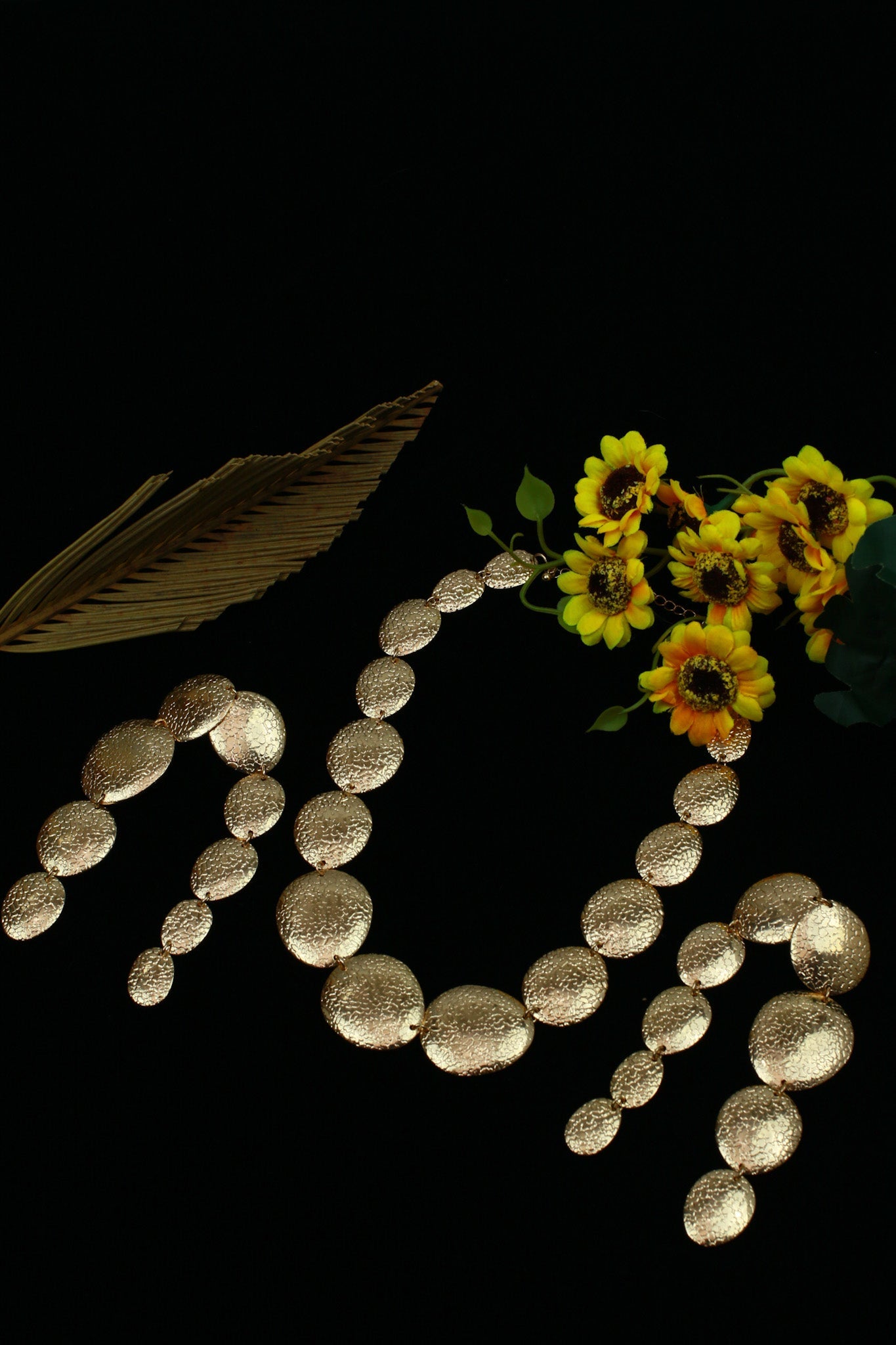 Gold Plated Textured Round Disc Necklace with Matching Earrings | Minimal Coin Motif Set | Anti‑Tarnish - Maxiblink