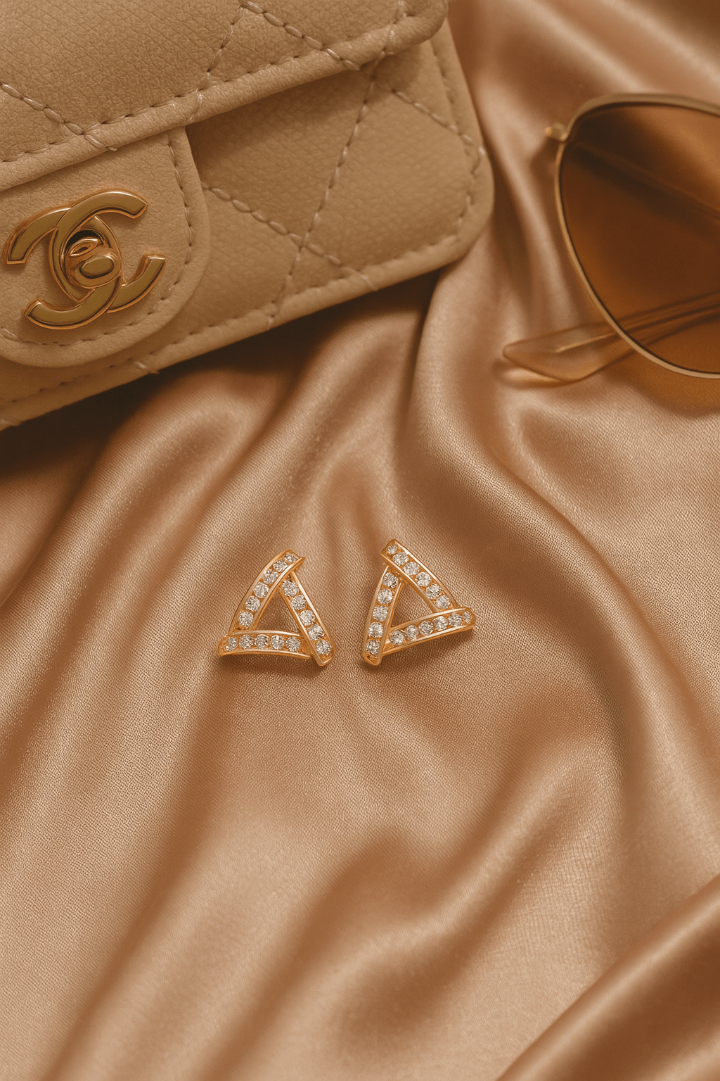 Gold - Plated Triangle Zircon Stud Earrings | Minimalist Geometric Anti - Tarnish - Maxiblink