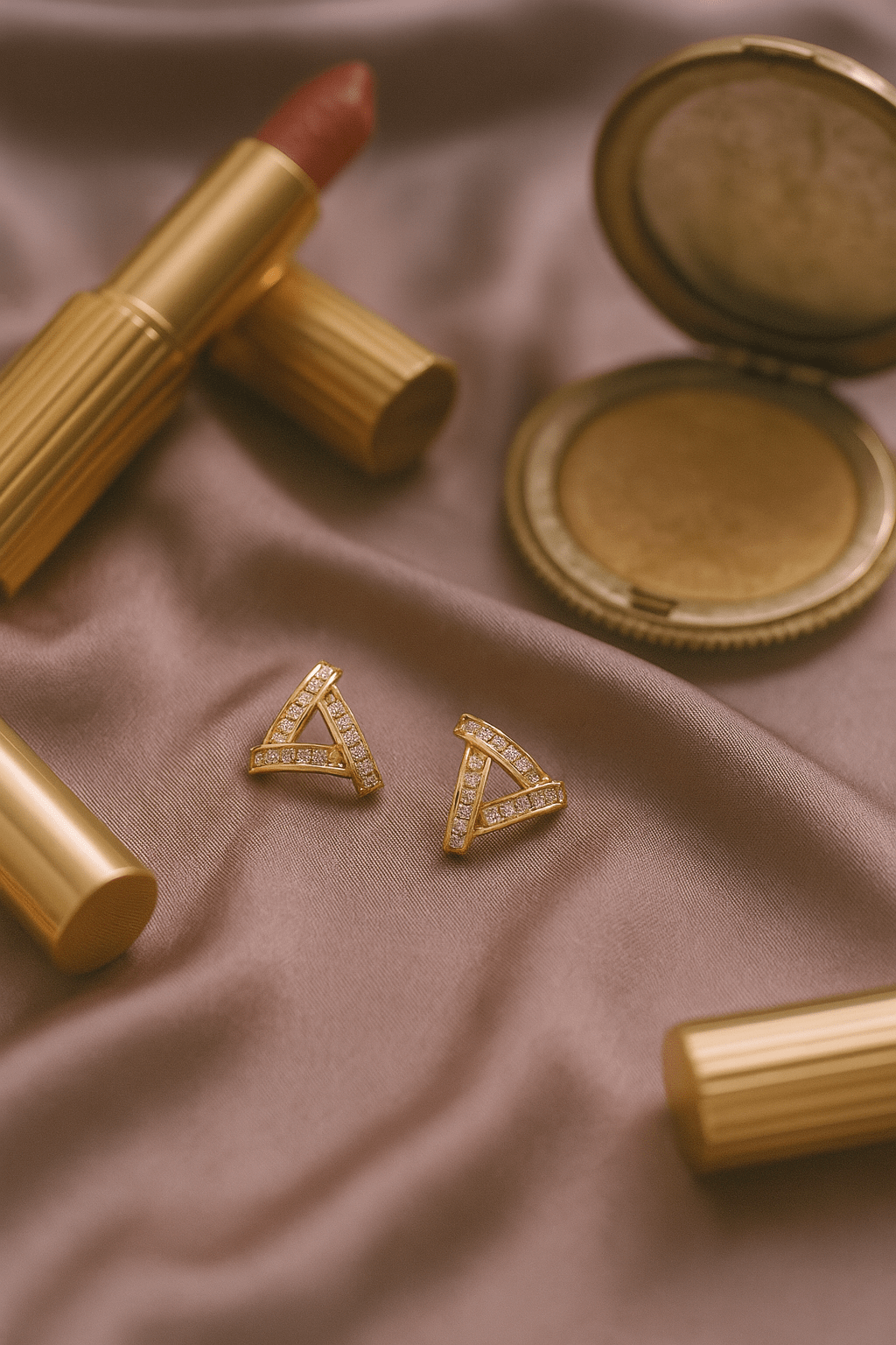 Gold - Plated Triangle Zircon Stud Earrings | Minimalist Geometric Anti - Tarnish - Maxiblink
