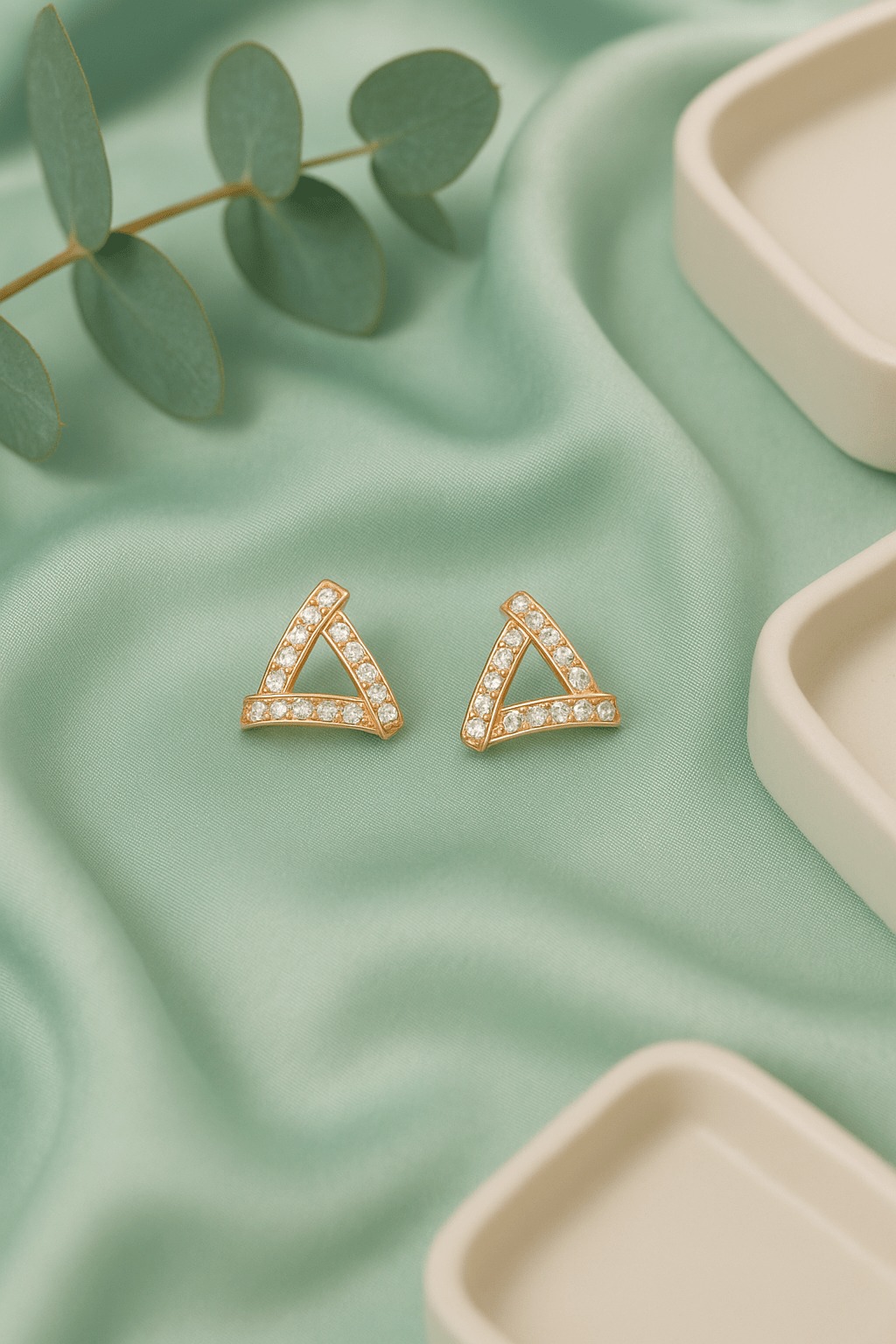 Gold - Plated Triangle Zircon Stud Earrings | Minimalist Geometric Anti - Tarnish - Maxiblink