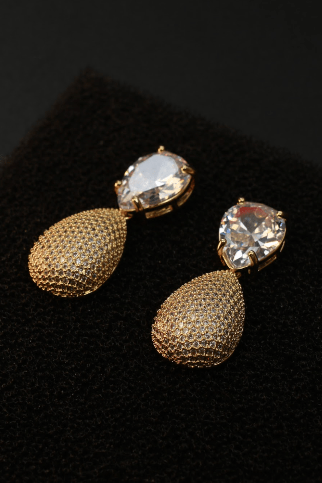 Gold Teardrop CZ Drop Earrings - Maxiblink