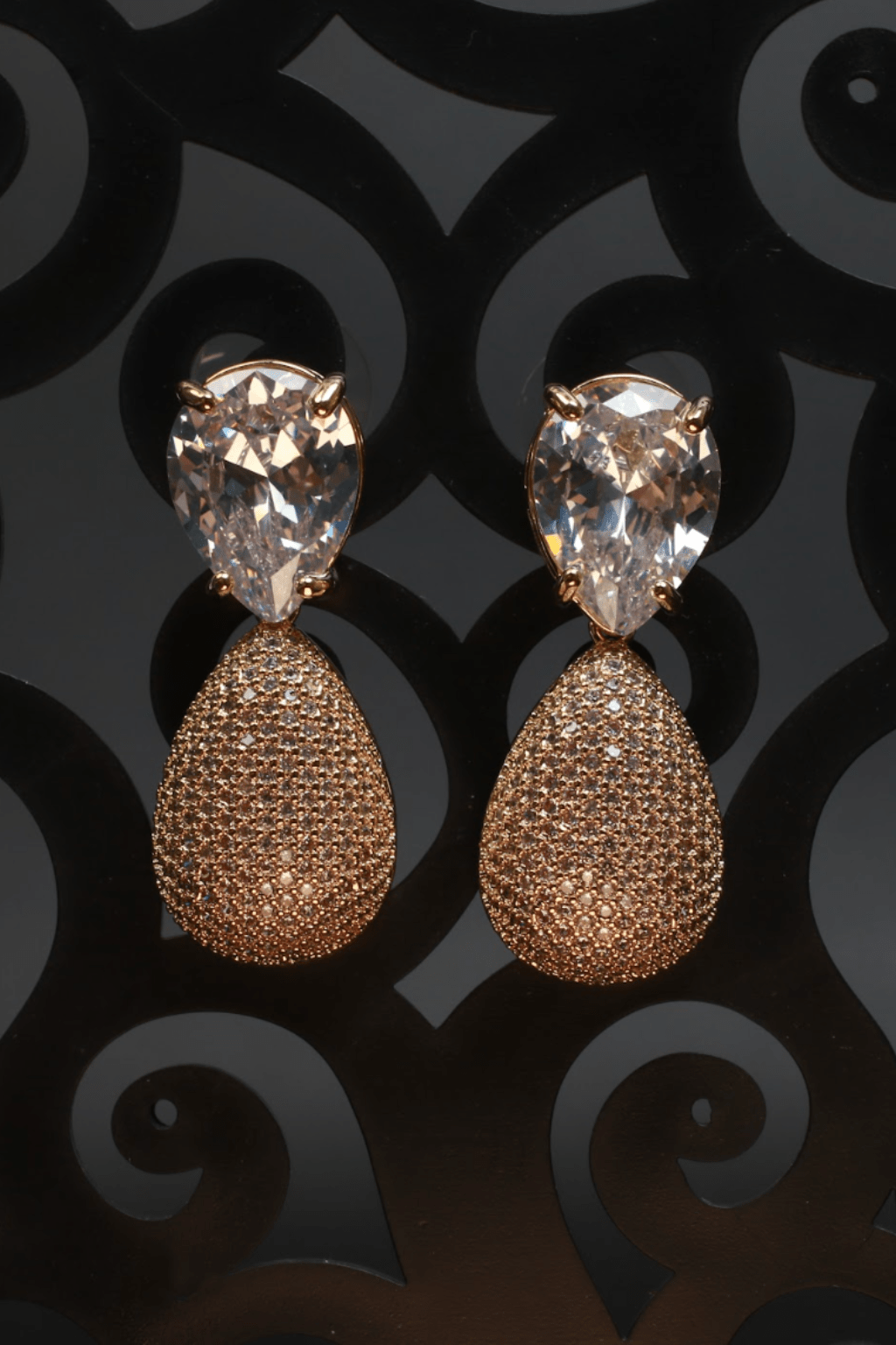 Gold Teardrop CZ Drop Earrings - Maxiblink