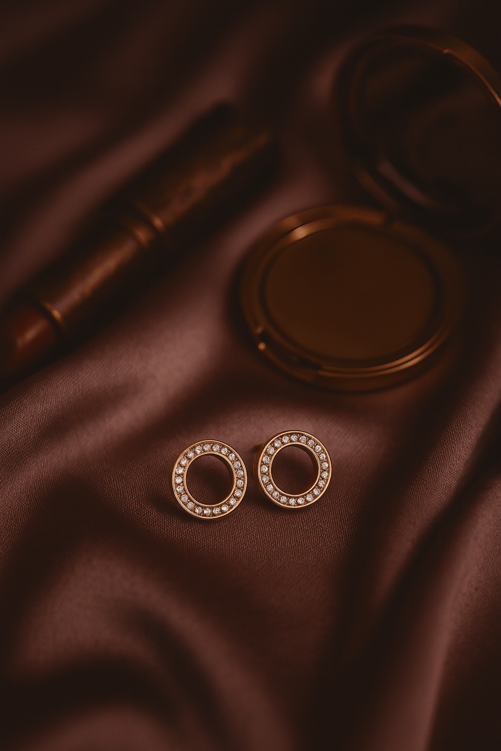 Gold - Tone Round Crystal Stud Earrings | Classic Minimal CZ Anti - Tarnish - Maxiblink