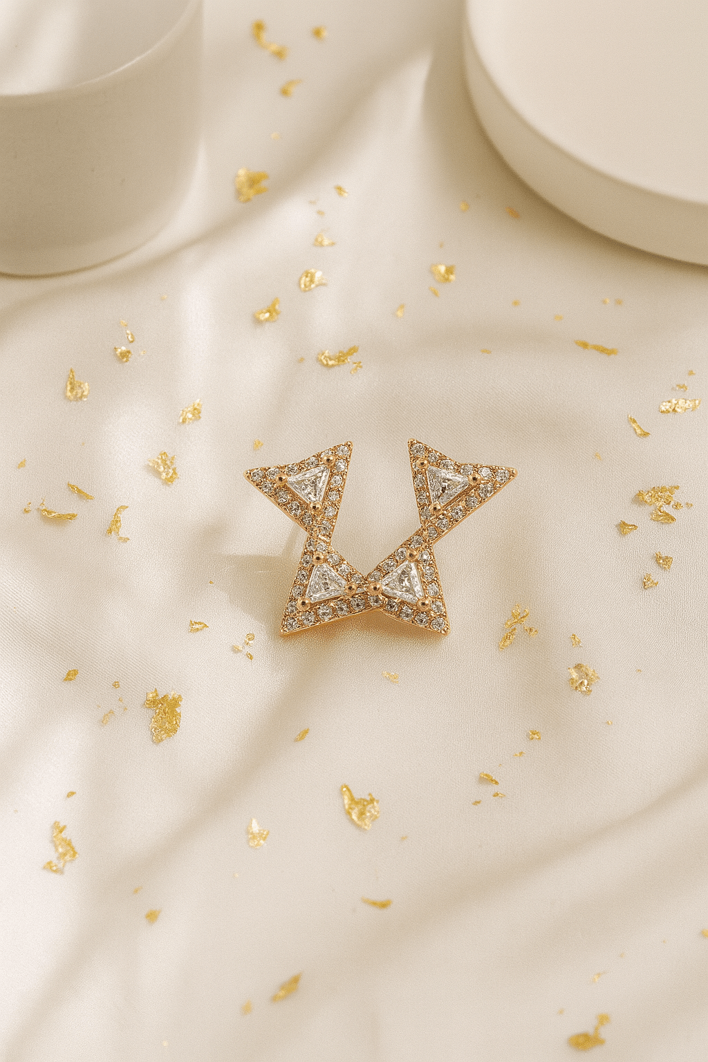Gold - Tone Triangle Crystal Bow Stud Earrings | Geometric Anti - Tarnish - Maxiblink