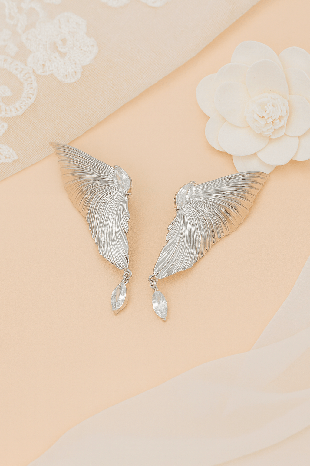 Gold Wing Anti - Tarnish Fashion Earrings | Elegant Party Accessory - Maxiblink