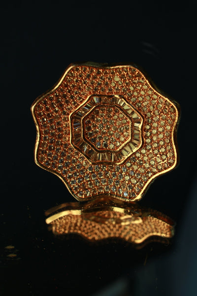 Golden Bloom Statement Finger Ring - Maxiblink
