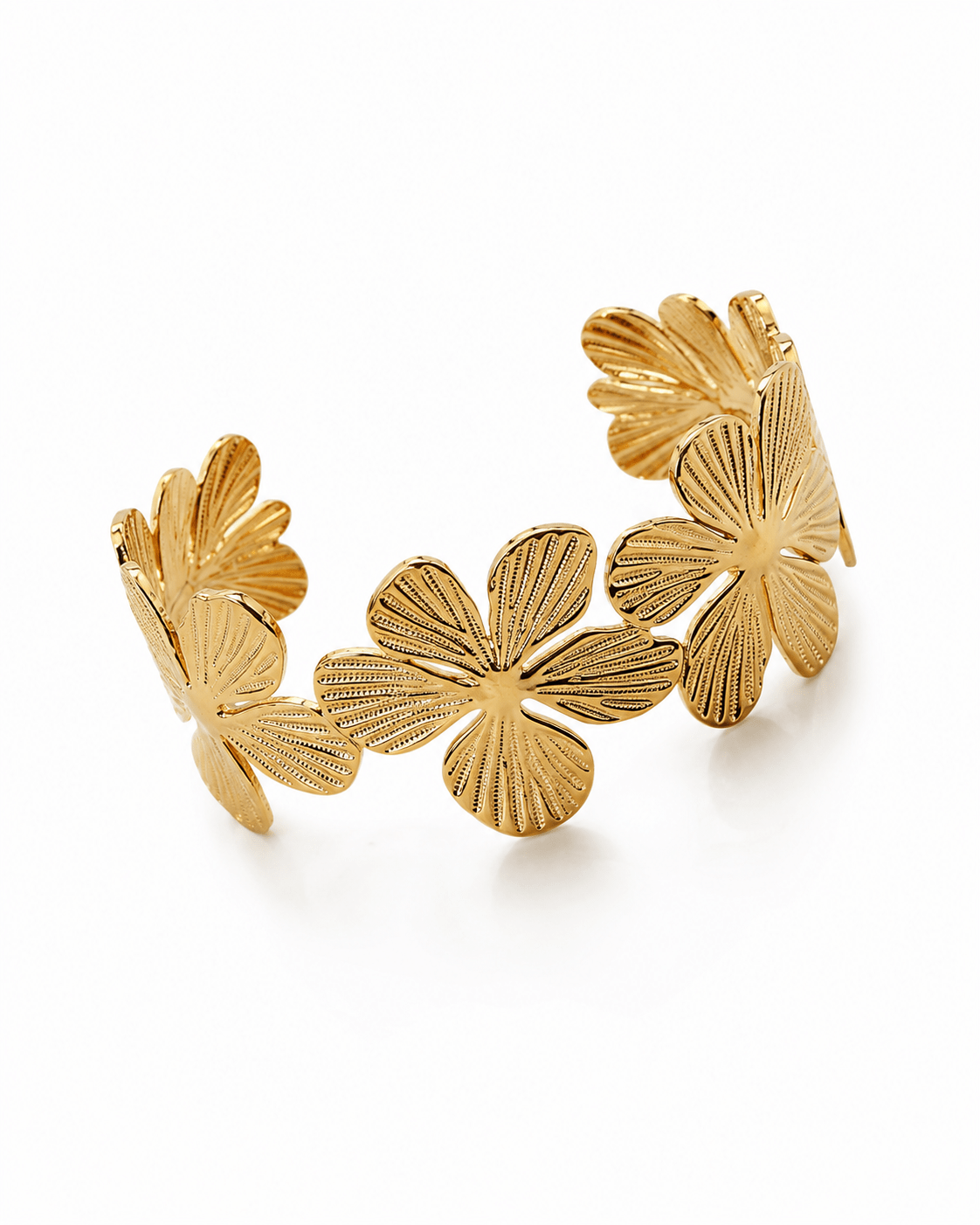 Golden Flower Link Open Cuff Bracelet - Maxiblink
