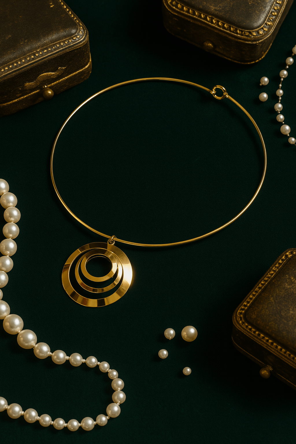 Golden Layered Geometric Disc Necklace - Maxiblink