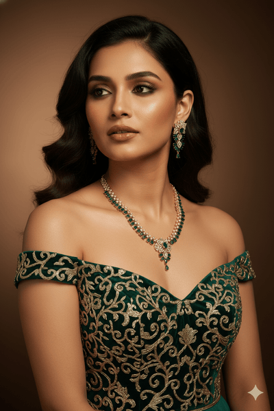 Golden Regal Emerald Choker Set - Maxiblink