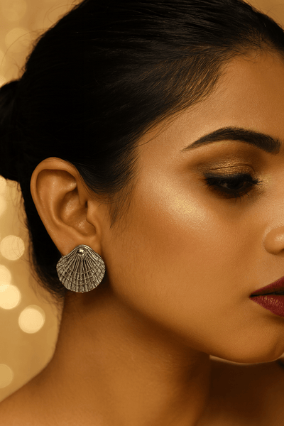 Golden Shell Stud Earrings | Anti - Tarnish SEEMORE Fashion Jewelry - Maxiblink