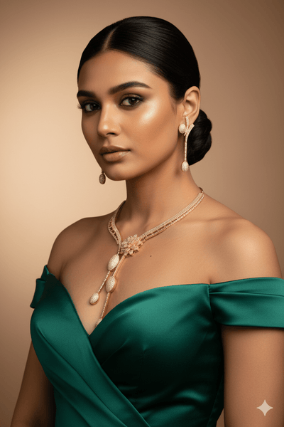 Golden Sparkle Bloom Necklace Set - Maxiblink