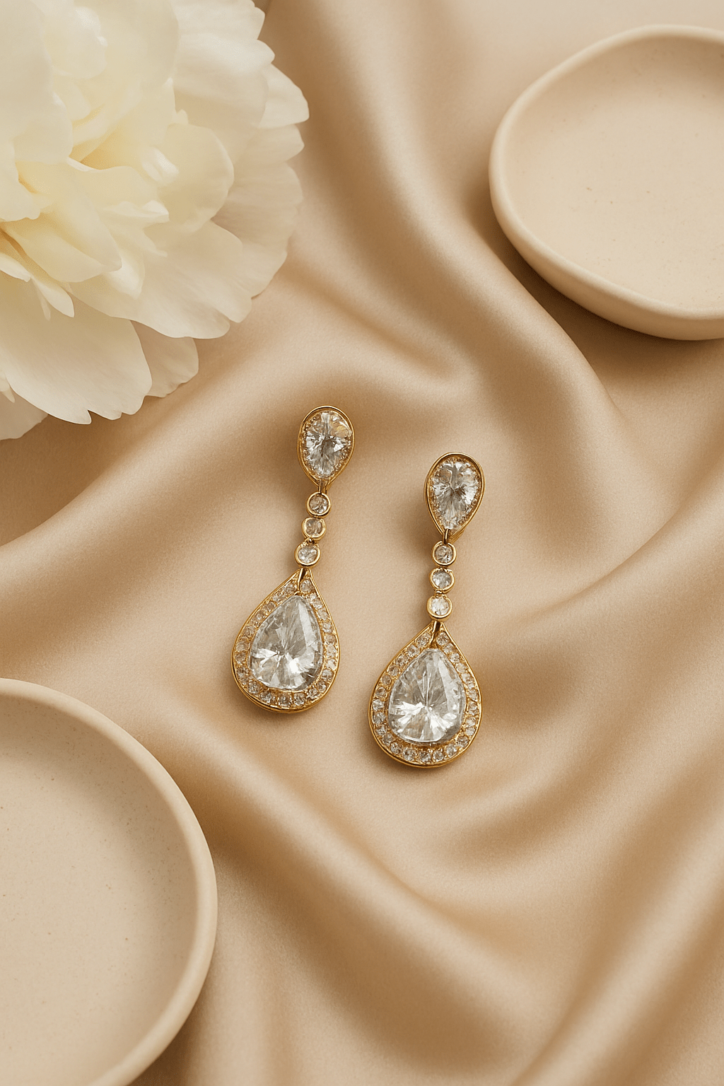 Golden Teardrop Crystal Dangle Earrings - Maxiblink