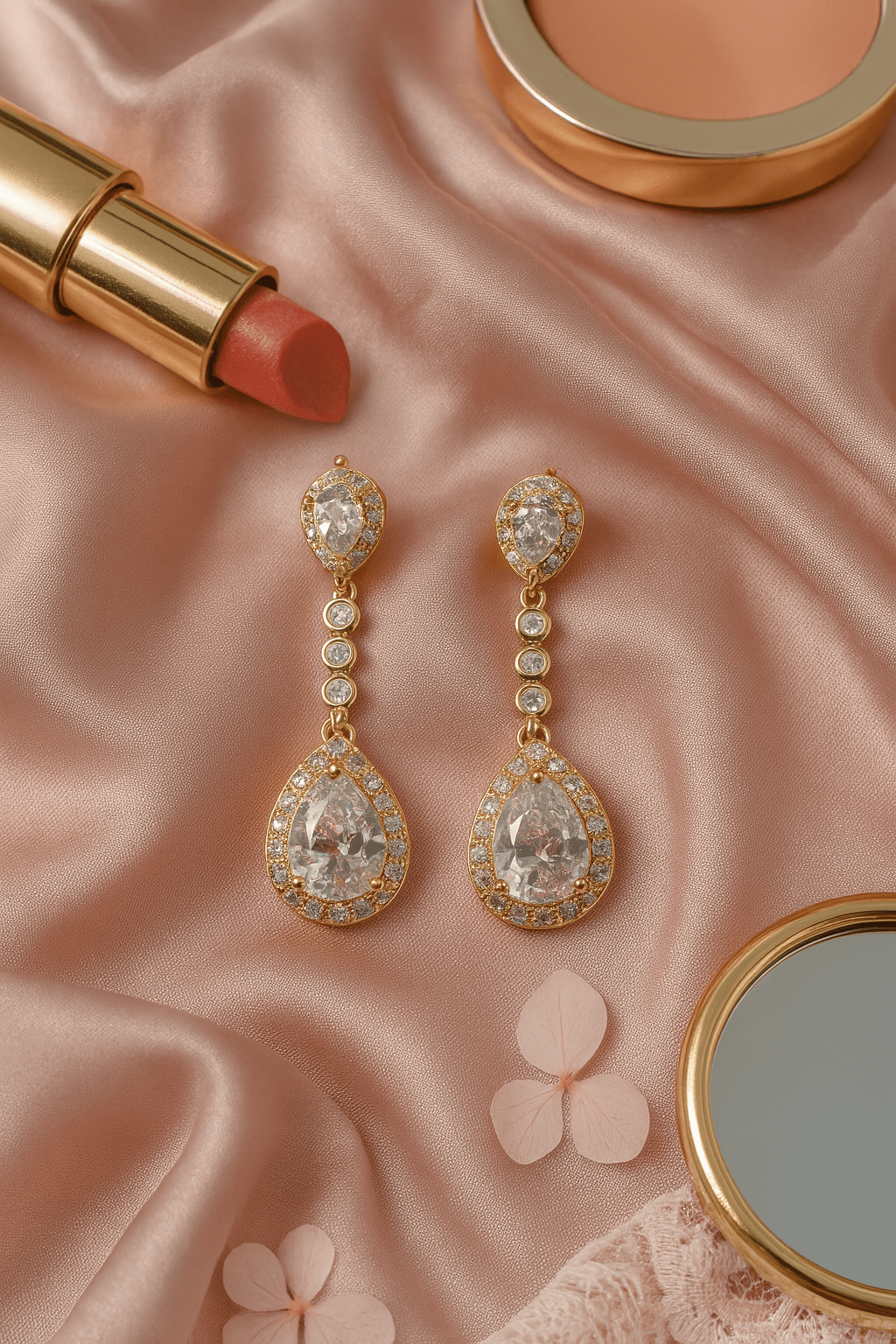 Golden Teardrop Crystal Dangle Earrings - Maxiblink