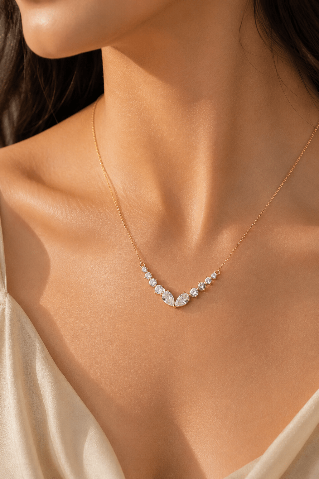 Graduated Crystal V Necklace - Maxiblink