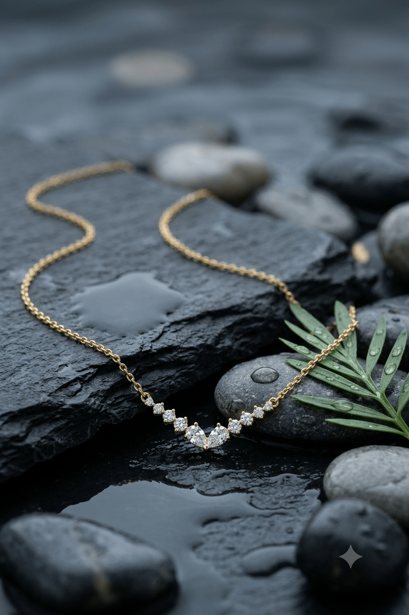 Graduated Crystal V Necklace - Maxiblink