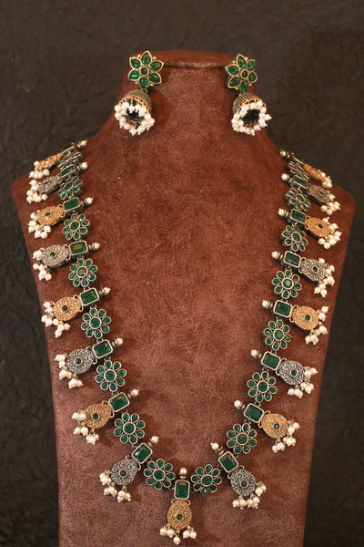 Green and Gold Tribal Pendant Necklace for Women - Maxiblink