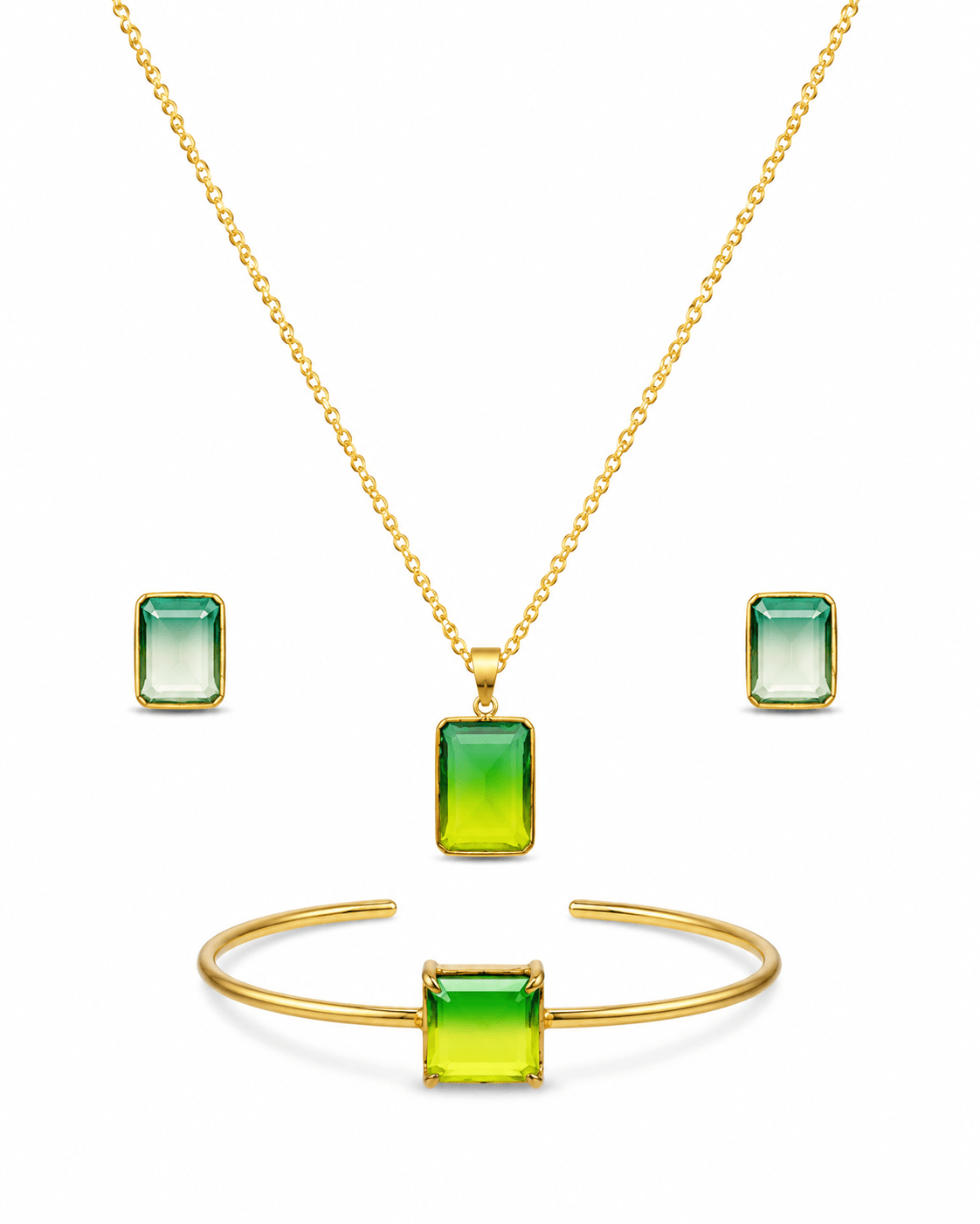 Green Gradient Crystal Pendant & Bracelet Set - Maxiblink