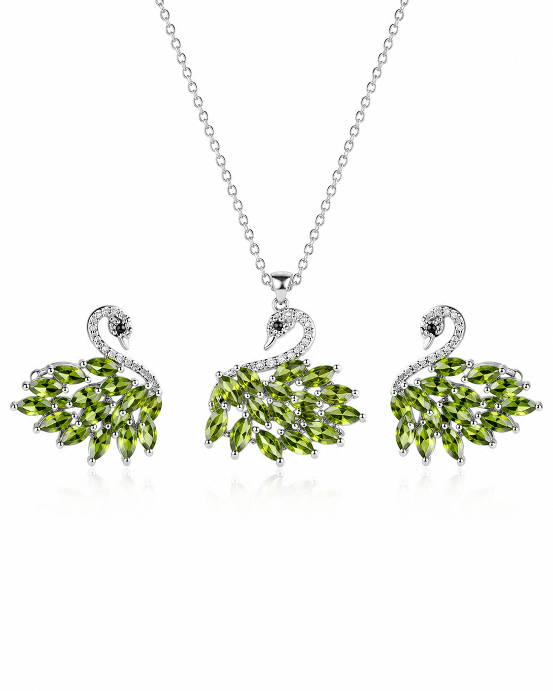 Green Peacock Crystal Pendant Set - Maxiblink