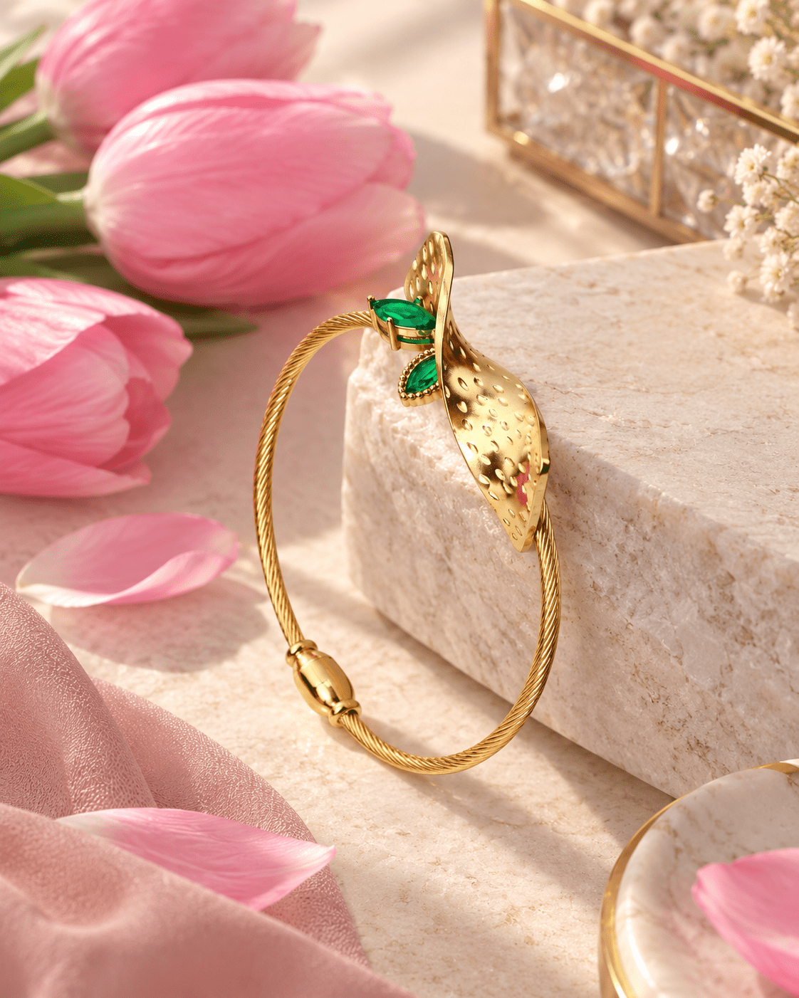 Green Stone Ribbon Cuff - Maxiblink