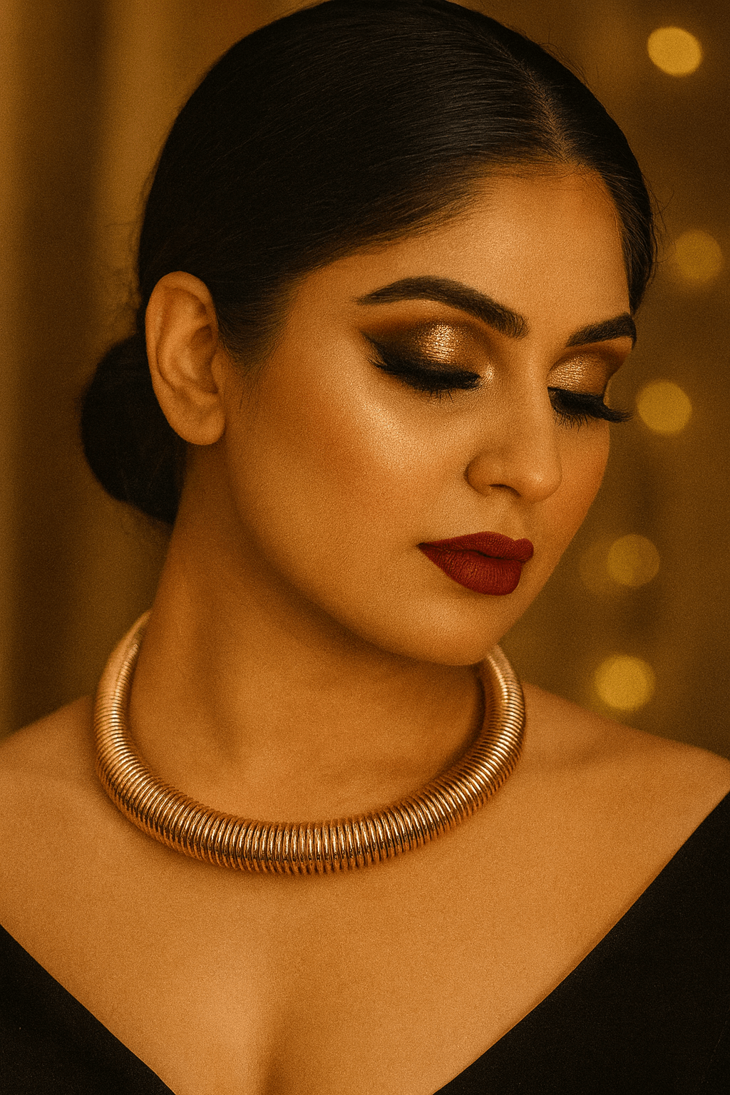 Heavy Coil - Style Adjustable Gold Contemporary Choker - Maxiblink