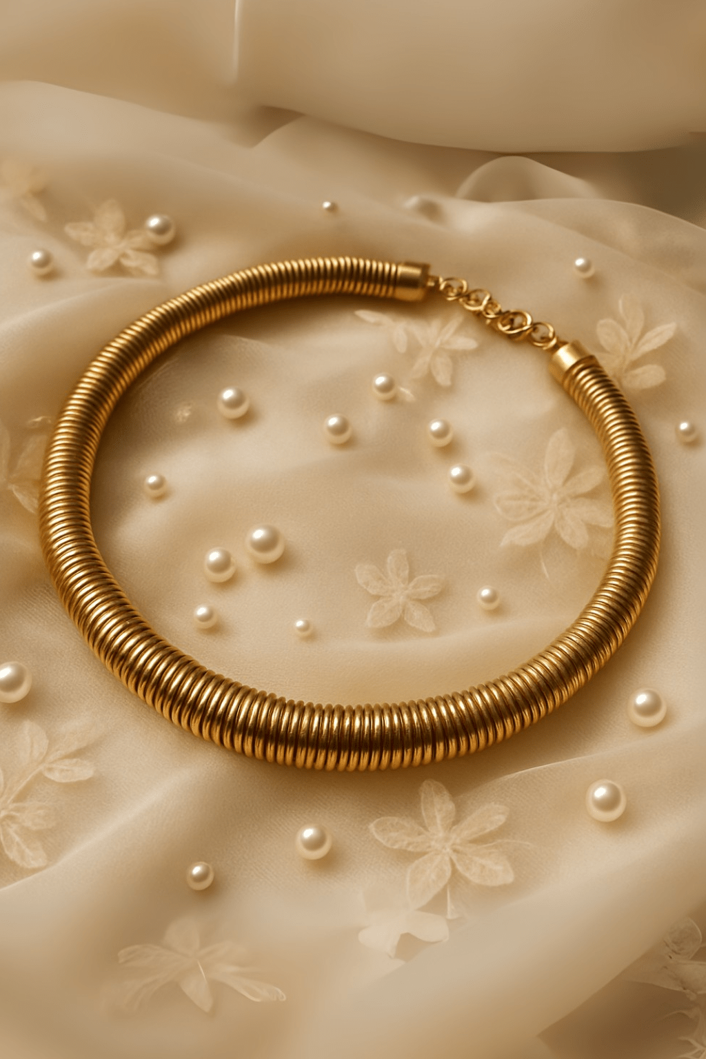 Heavy Coil - Style Adjustable Gold Contemporary Choker - Maxiblink