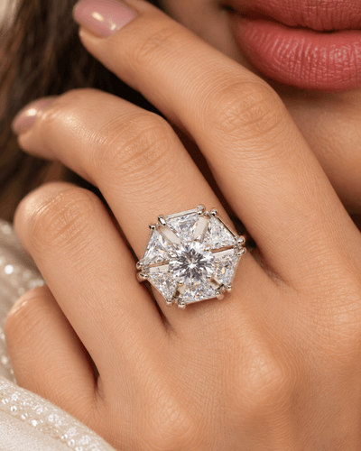 Hexagon Trillion CZ Cocktail Ring - Maxiblink