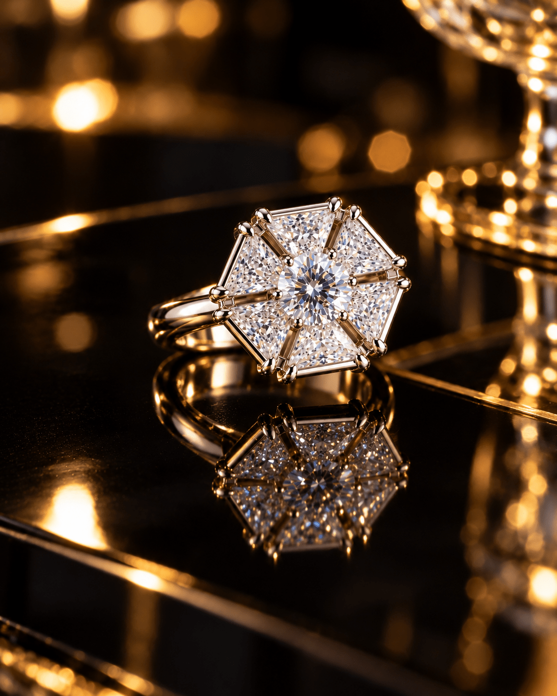 Hexagon Trillion CZ Cocktail Ring - Maxiblink