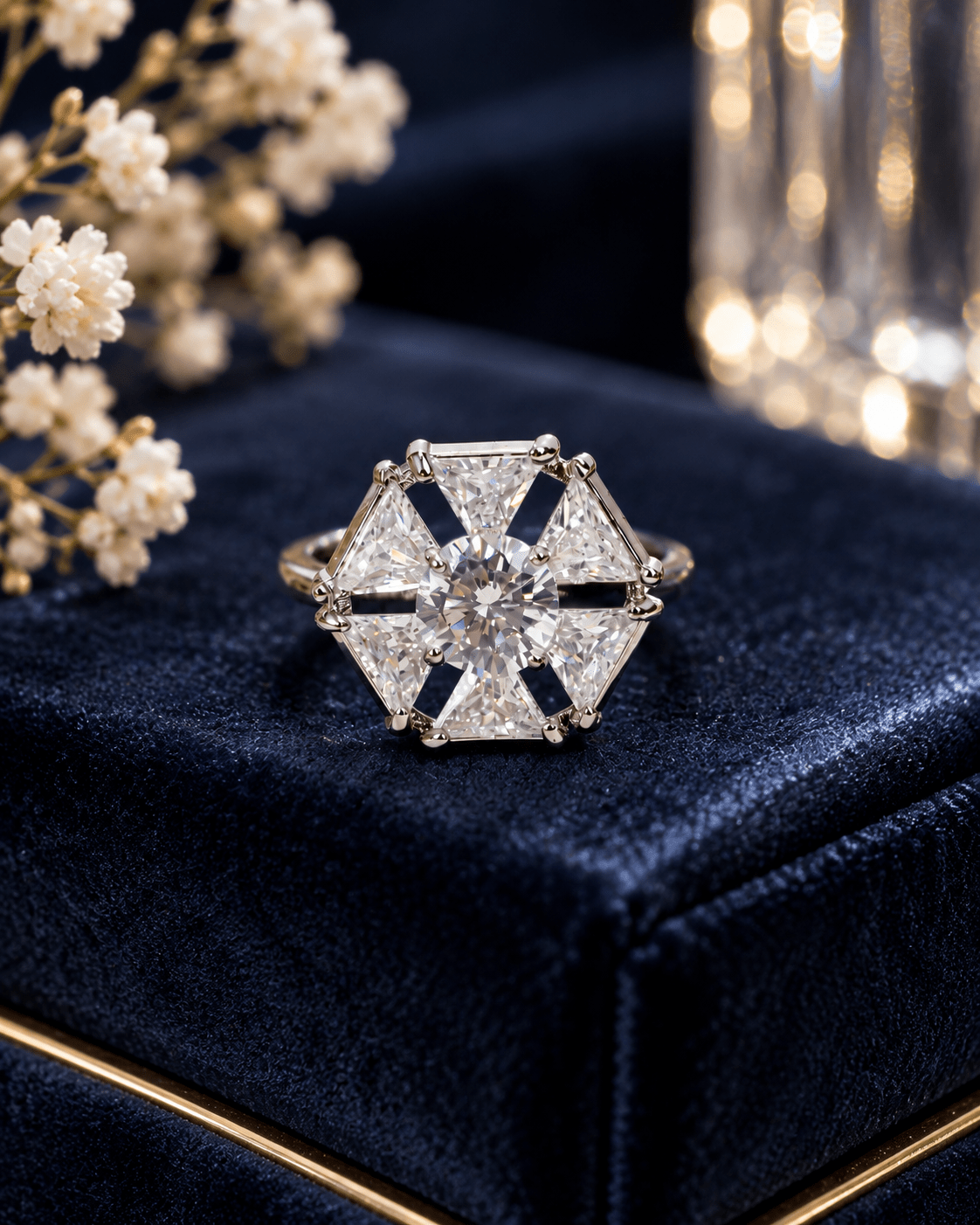 Hexagon Trillion CZ Cocktail Ring - Maxiblink