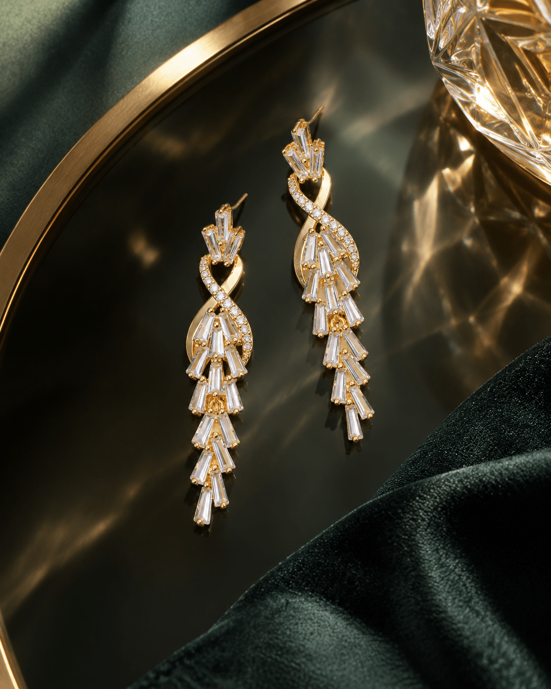 Infinity Twist Baguette Drop Earrings - Maxiblink