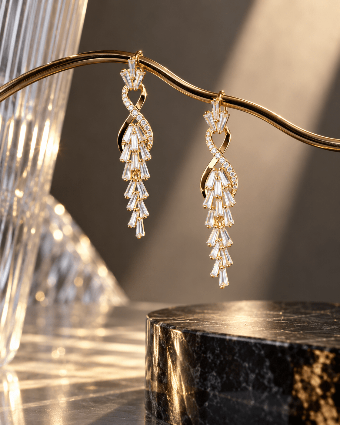Infinity Twist Baguette Drop Earrings - Maxiblink