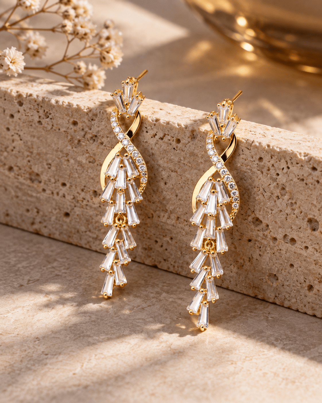Infinity Twist Baguette Drop Earrings - Maxiblink