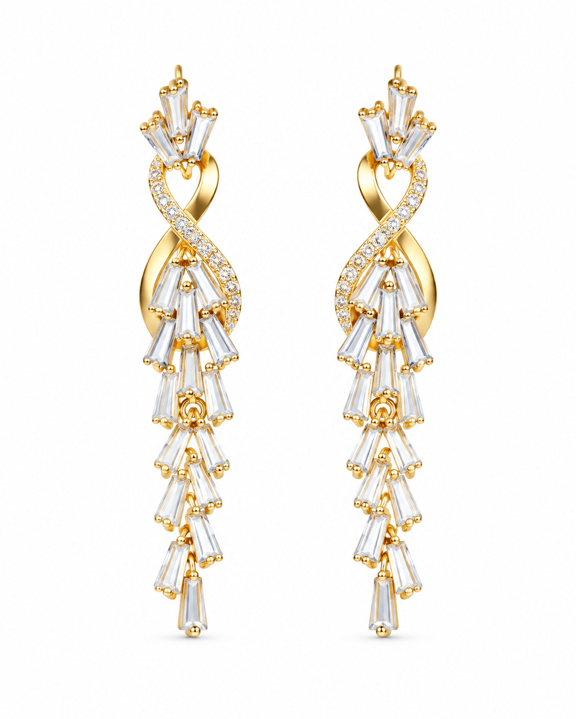 Infinity Twist Baguette Drop Earrings - Maxiblink
