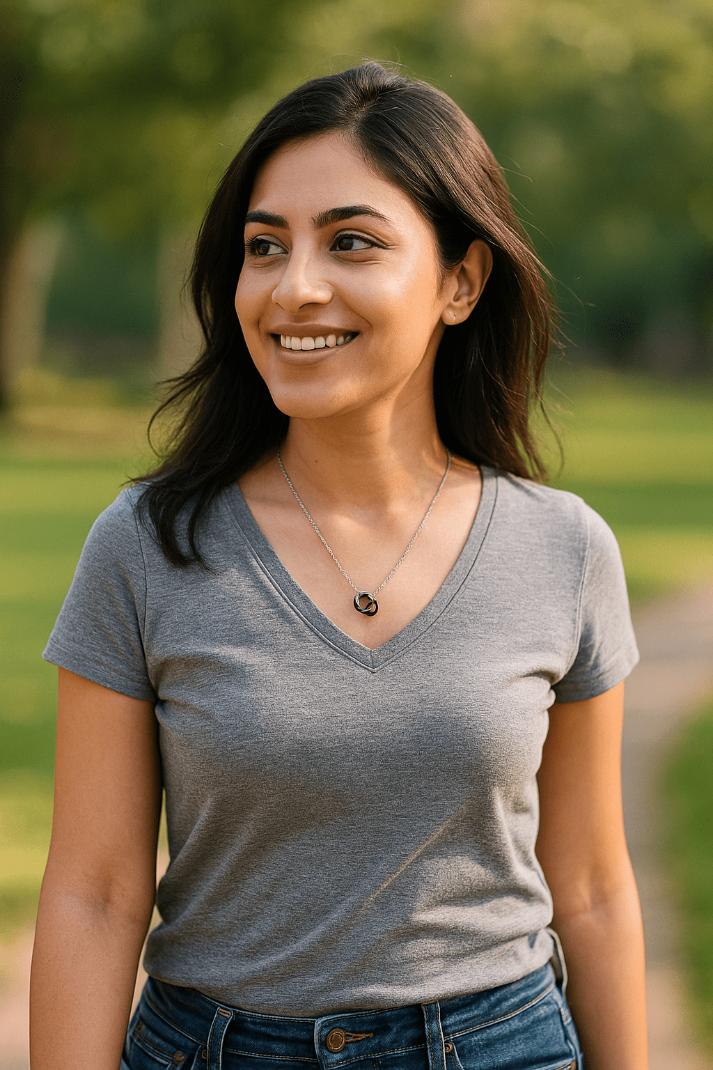 Interlocking Silver Circles Pendant Necklace - Maxiblink