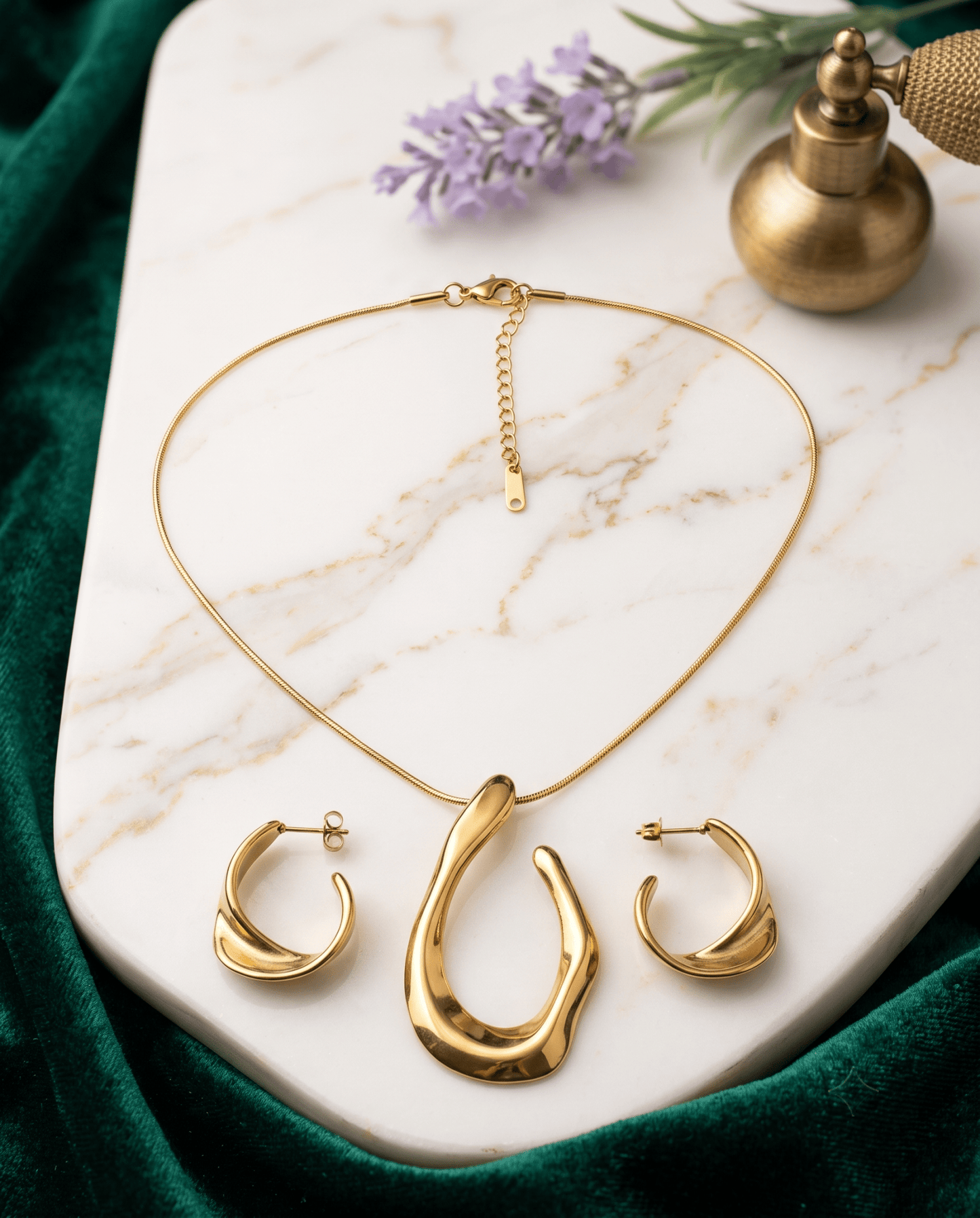 Irregular Drop Pendant Necklace & Earring Set