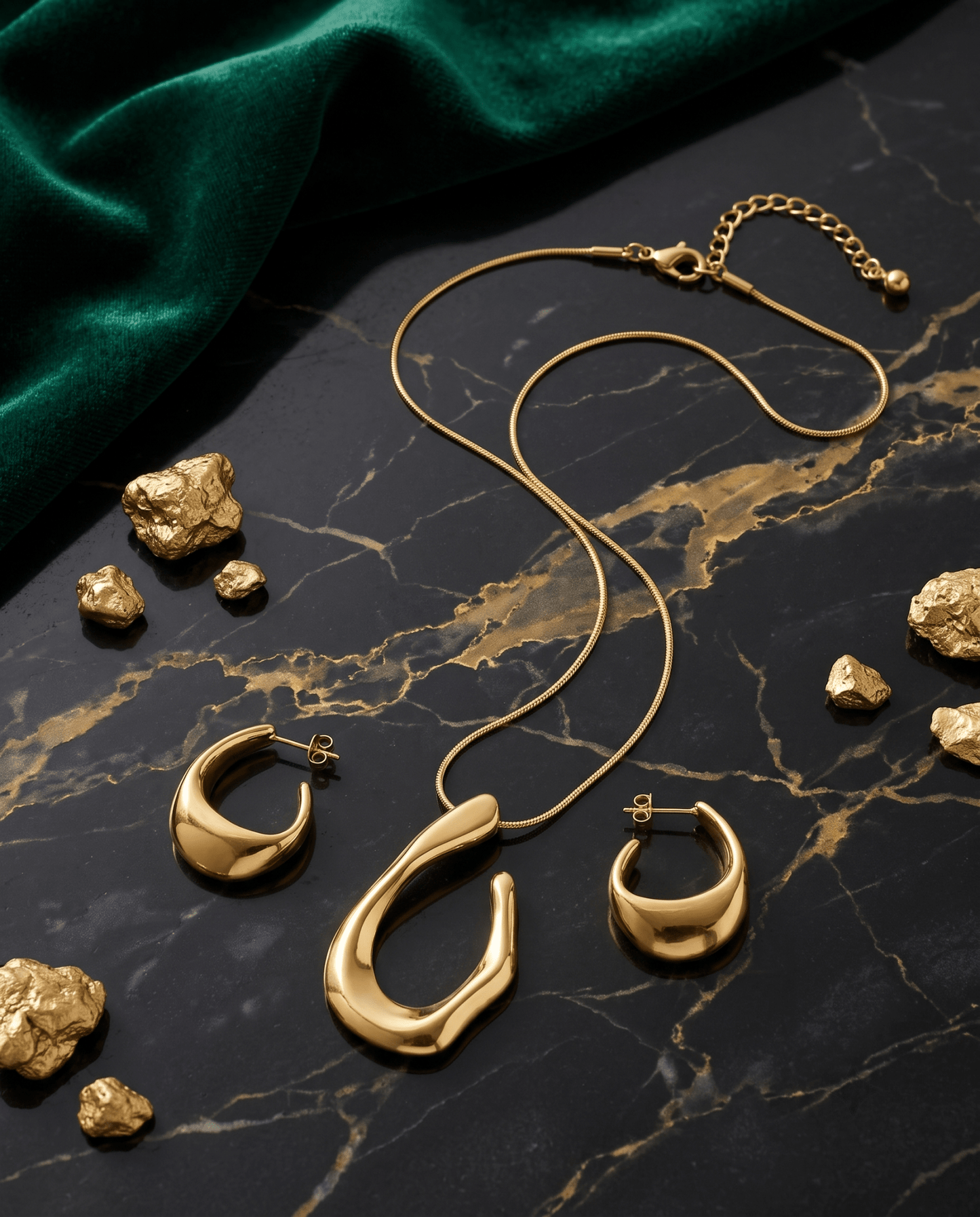 Irregular Drop Pendant Necklace & Earring Set