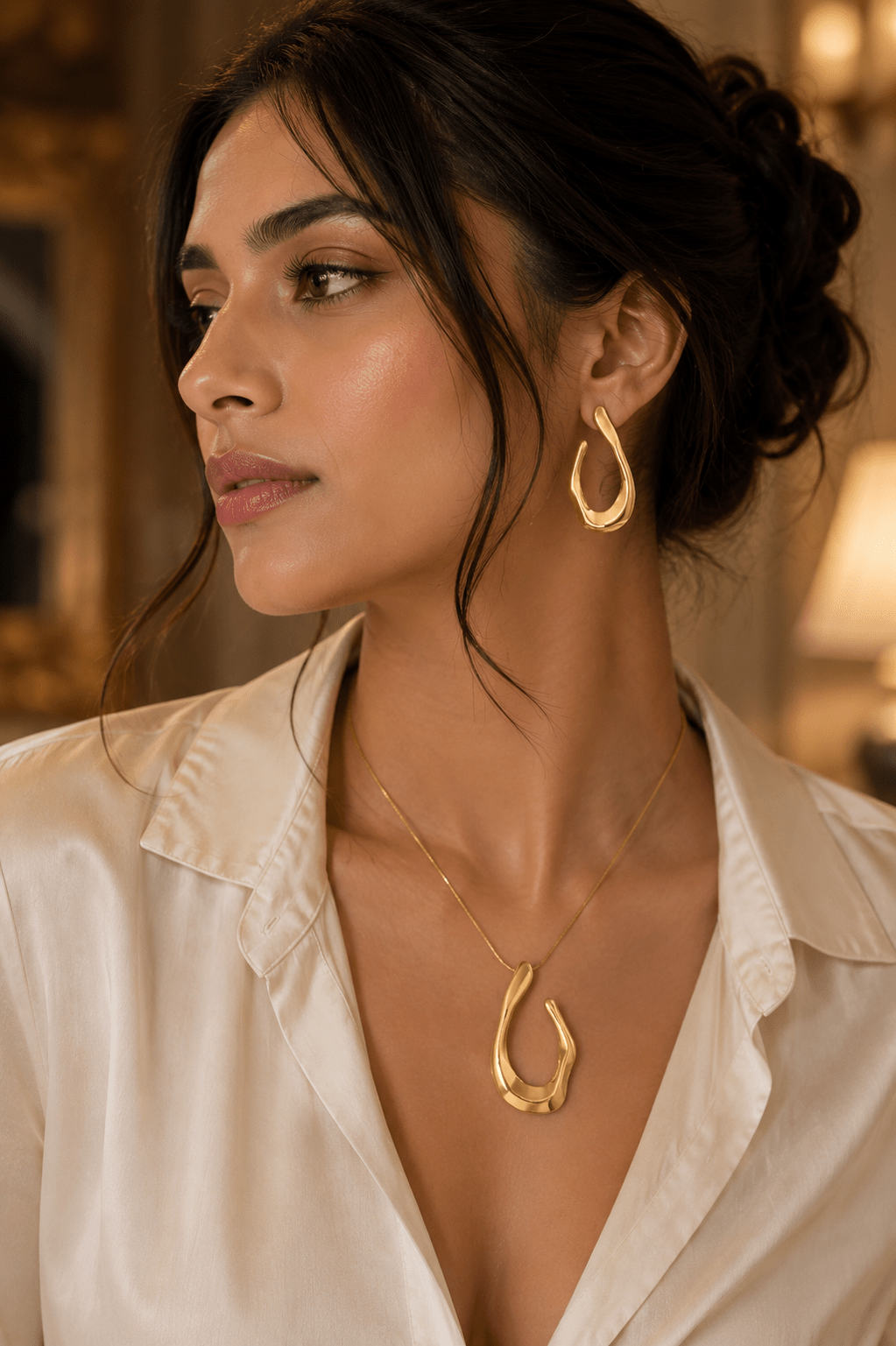 Irregular Drop Pendant Necklace & Earring Set