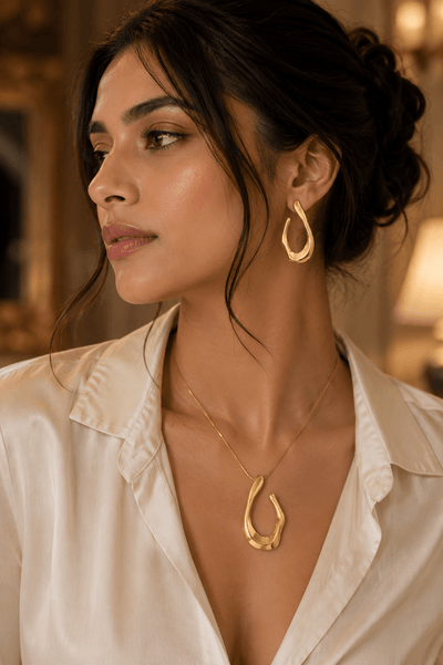 Irregular Drop Pendant Necklace & Earring Set