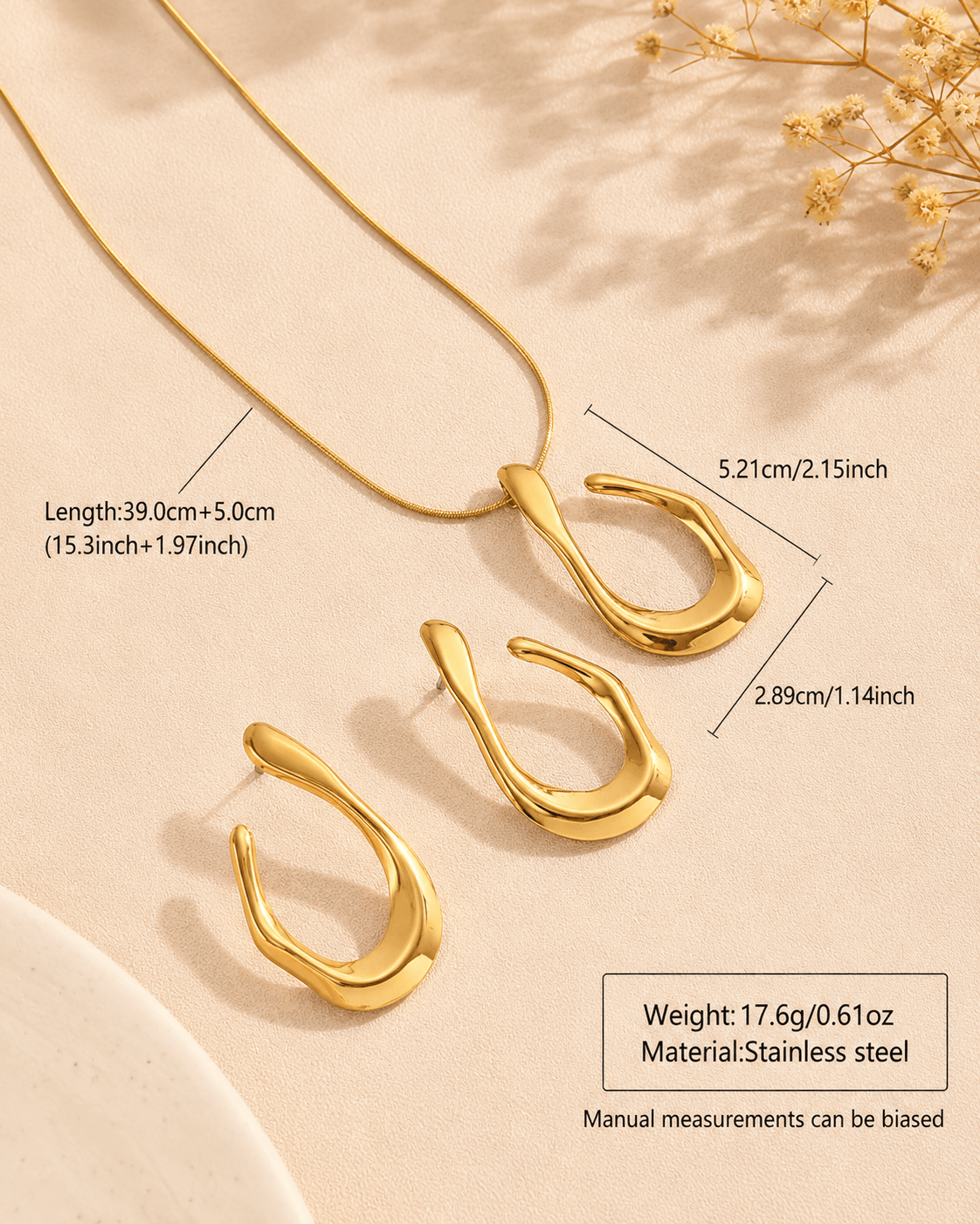 Irregular Drop Pendant Necklace & Earring Set