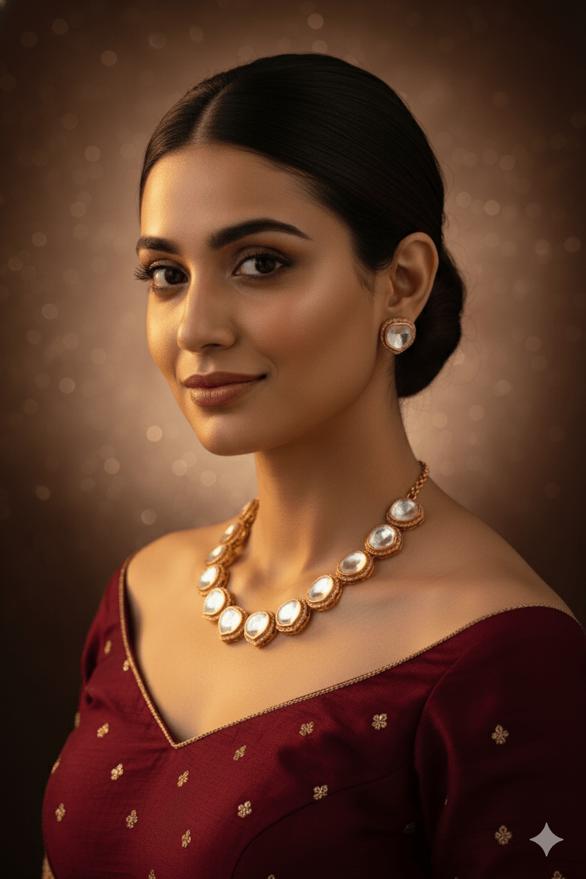 Kundan Polki Statement Necklace - Maxiblink