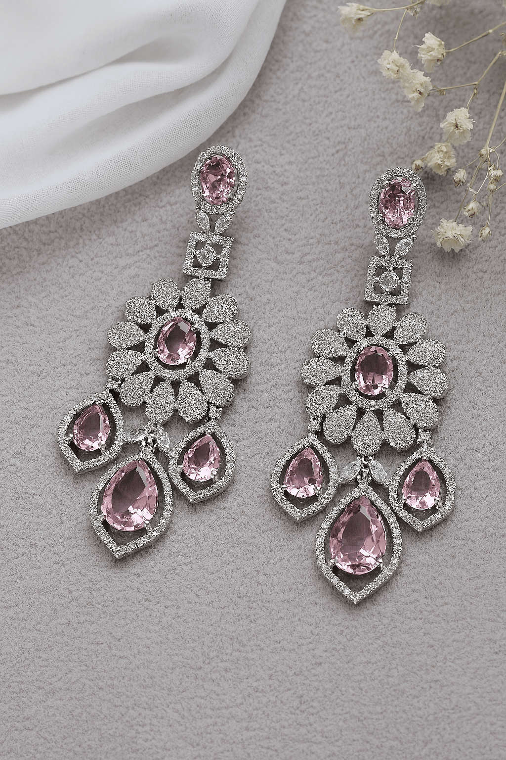 Lavender Dangle Cluster Earrings - Maxiblink