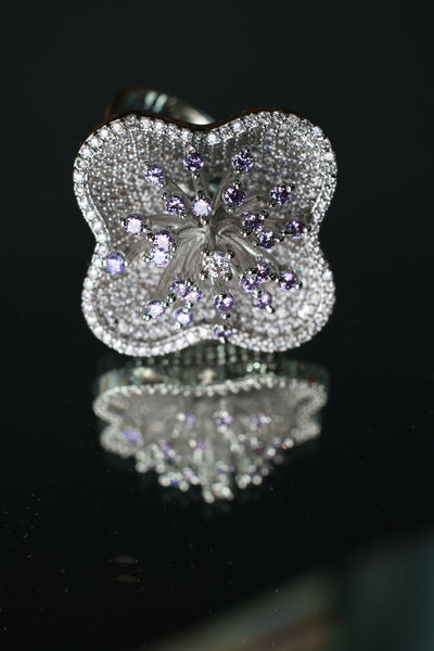 Lavender Sparkle Bloom Finger Ring - Maxiblink