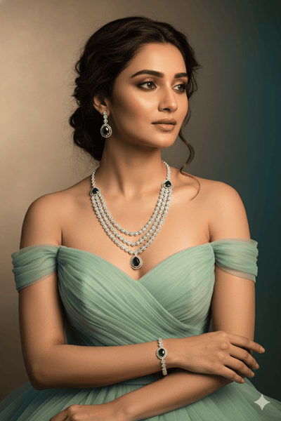 Layered Emerald AD Necklace Set - Maxiblink