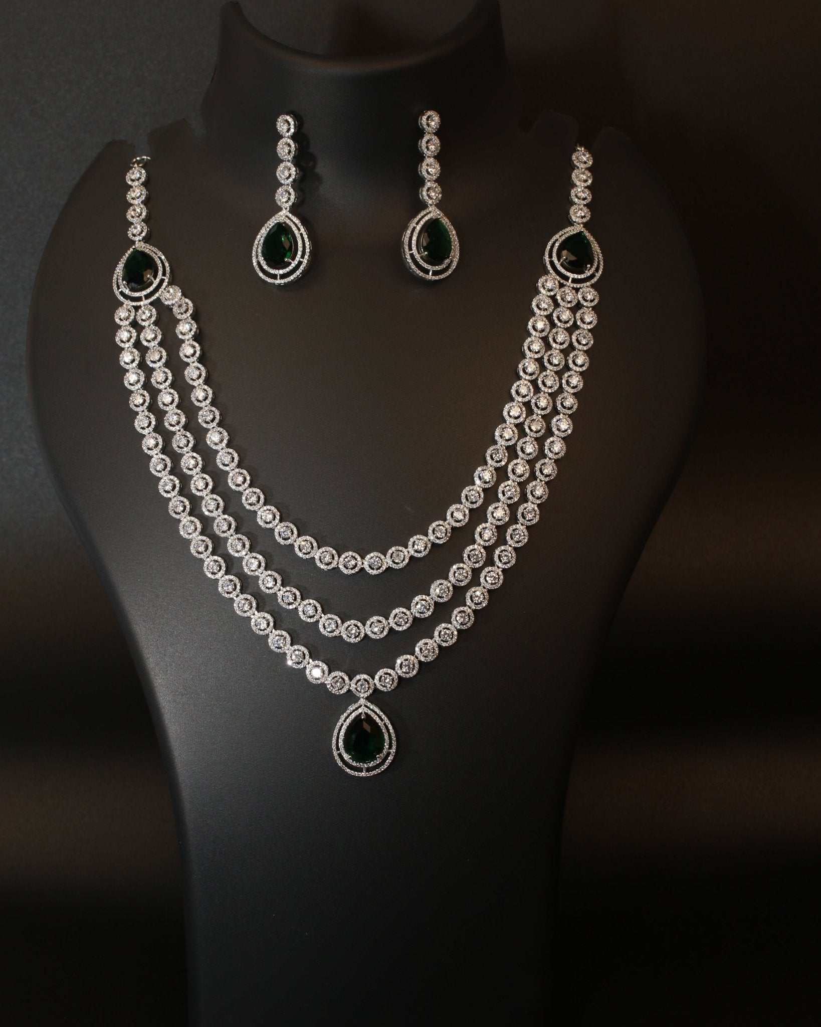 Layered Emerald AD Necklace Set - Maxiblink