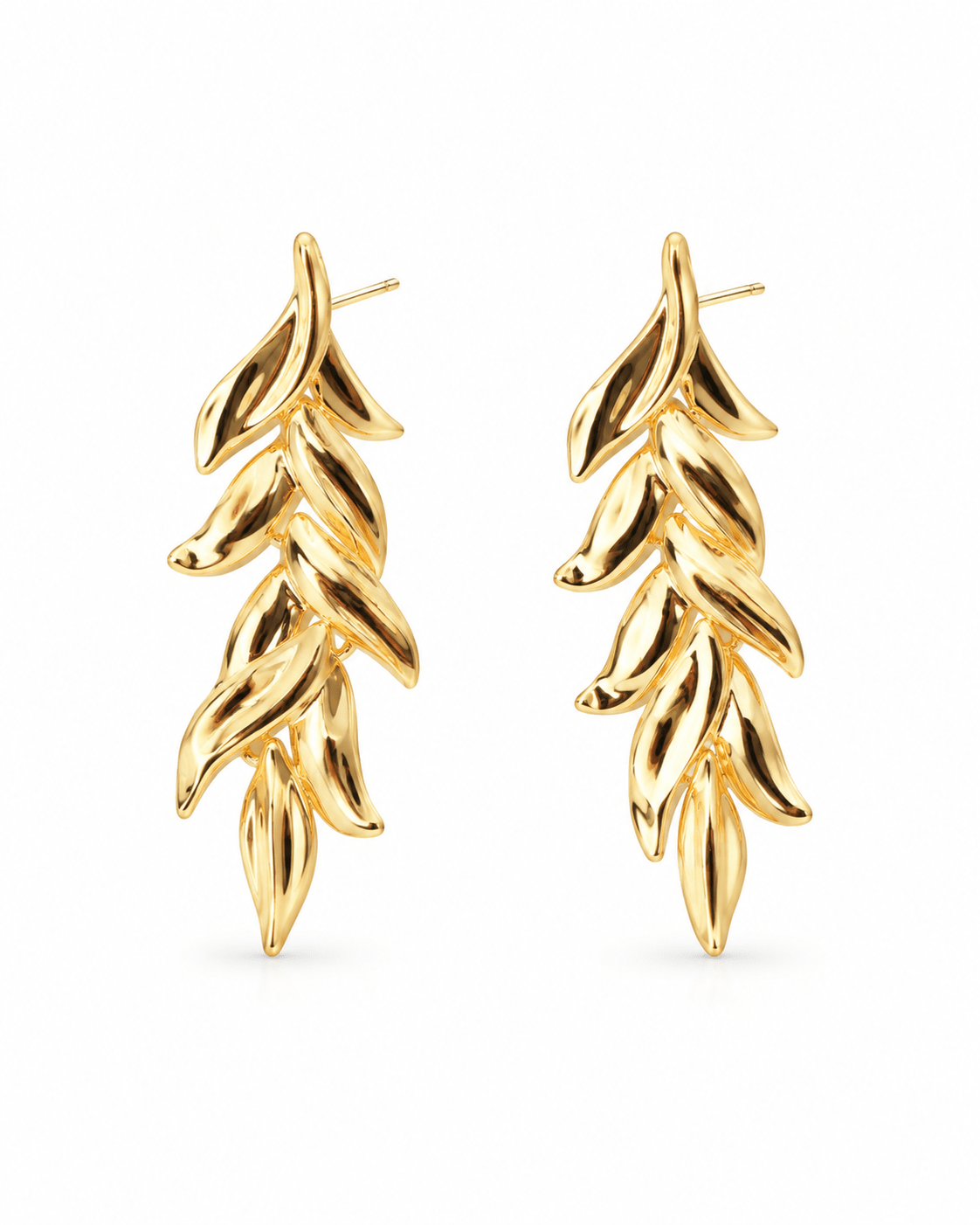 Layered Gold Leaf Wing Drop Earrings - Maxiblink