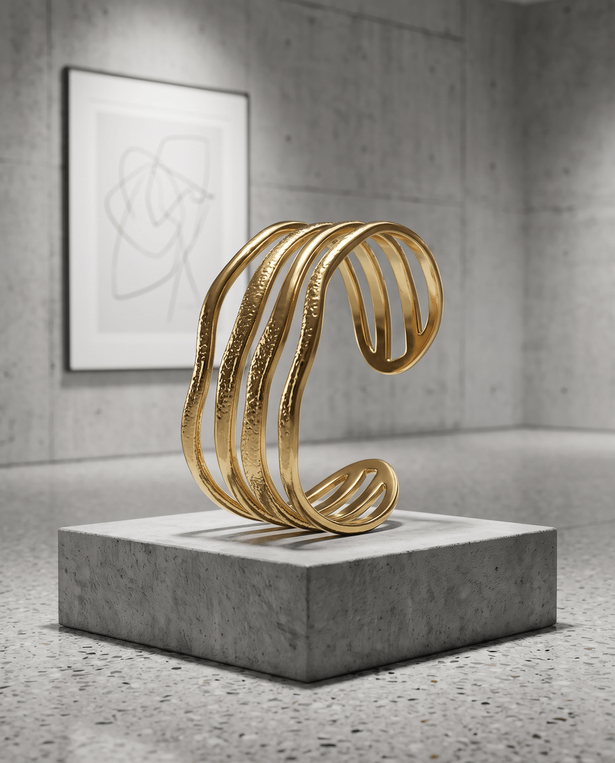 Layered Wave Wire Cuff Bracelet - Maxiblink